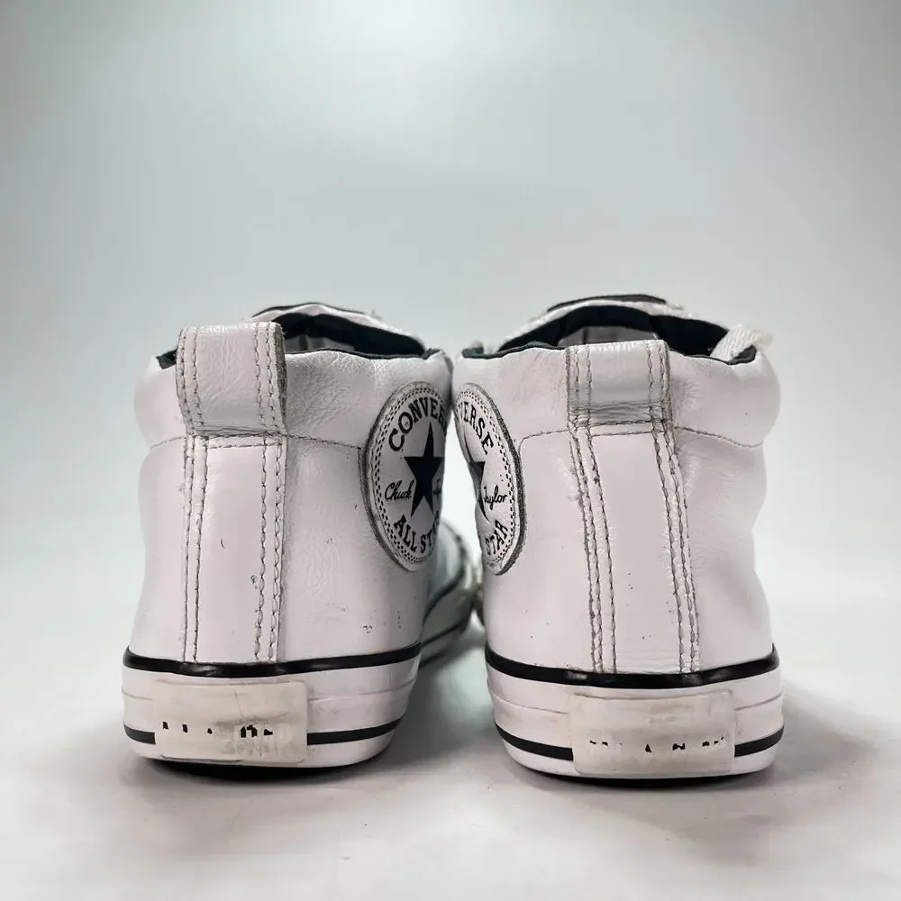 Converse Chuck Taylor All Star White Leather Skater Shoes 648582C Youth Size 5